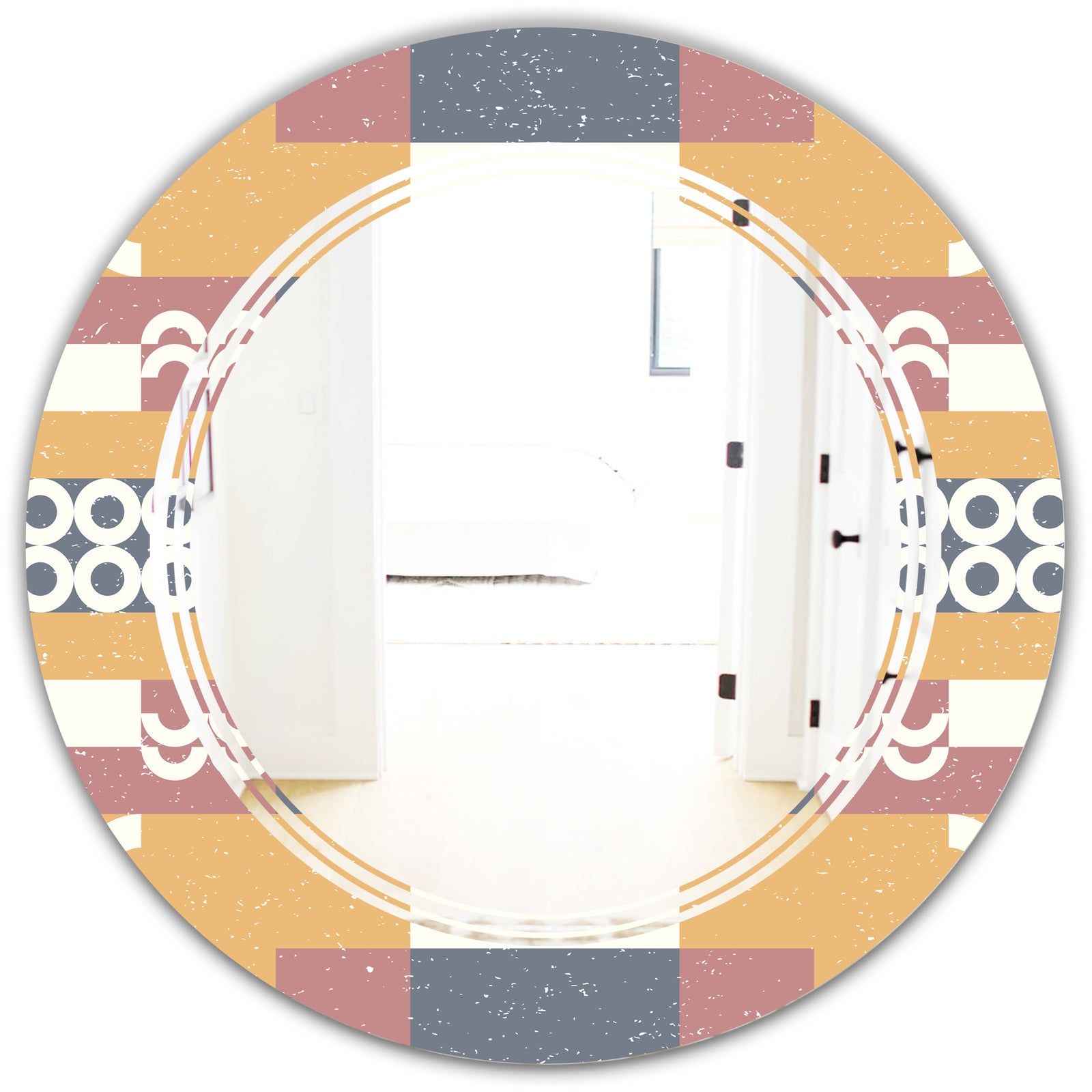 Retro Geometric Design VI - Modern Round or Oval Wall Mirror - Triple C
