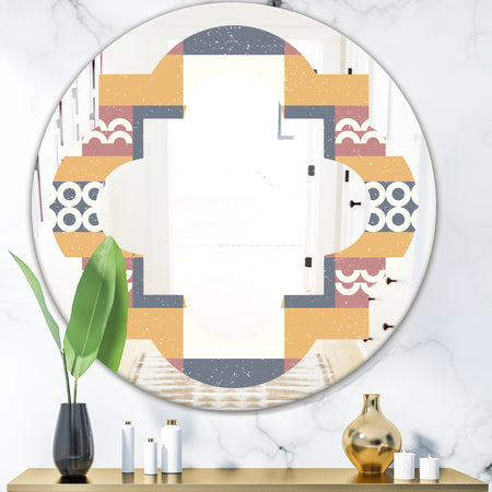 Retro Geometric Design VI - Modern Round or Oval Wall Mirror - Quatrefoil