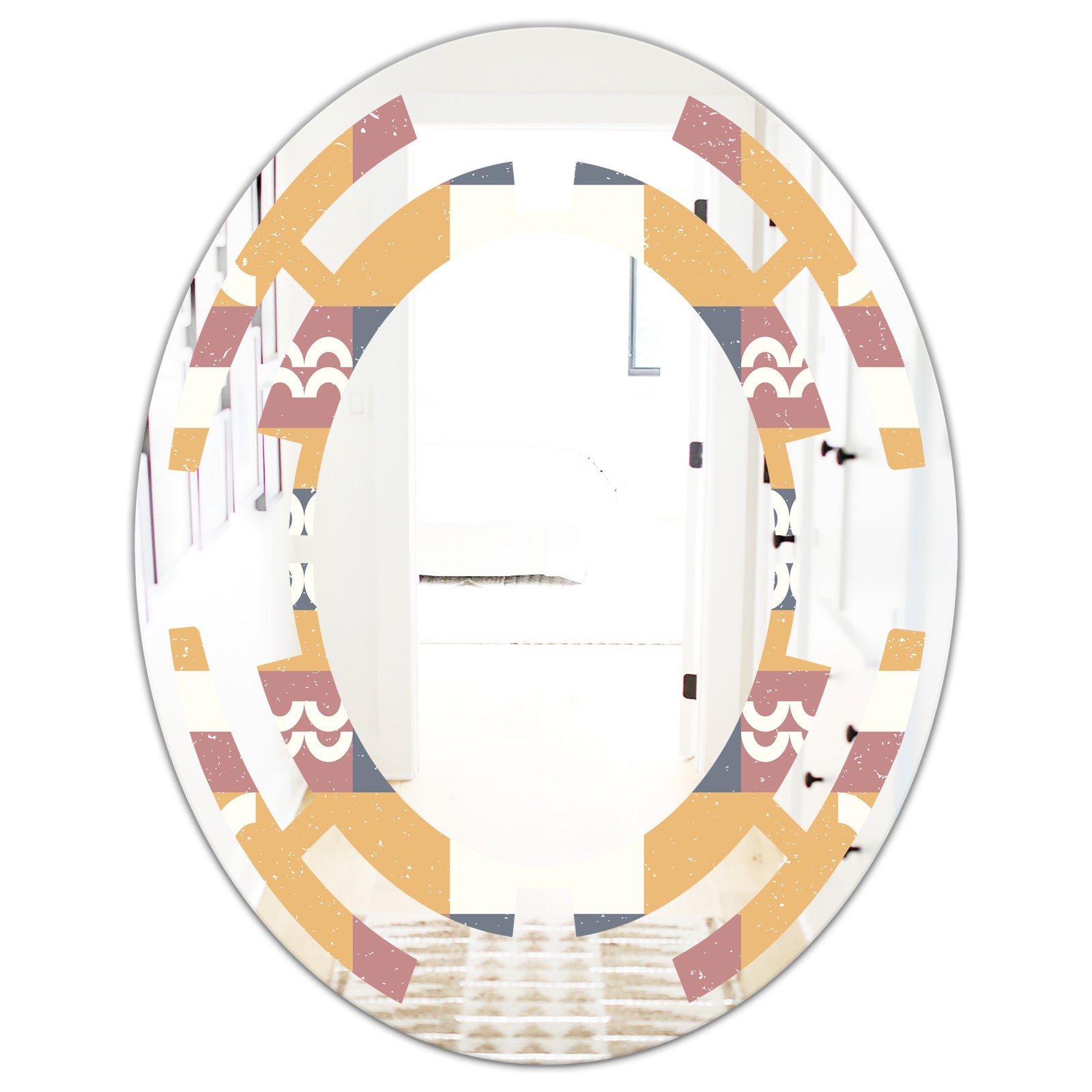 Retro Geometric Design VI - Modern Round or Oval Wall Mirror - Space