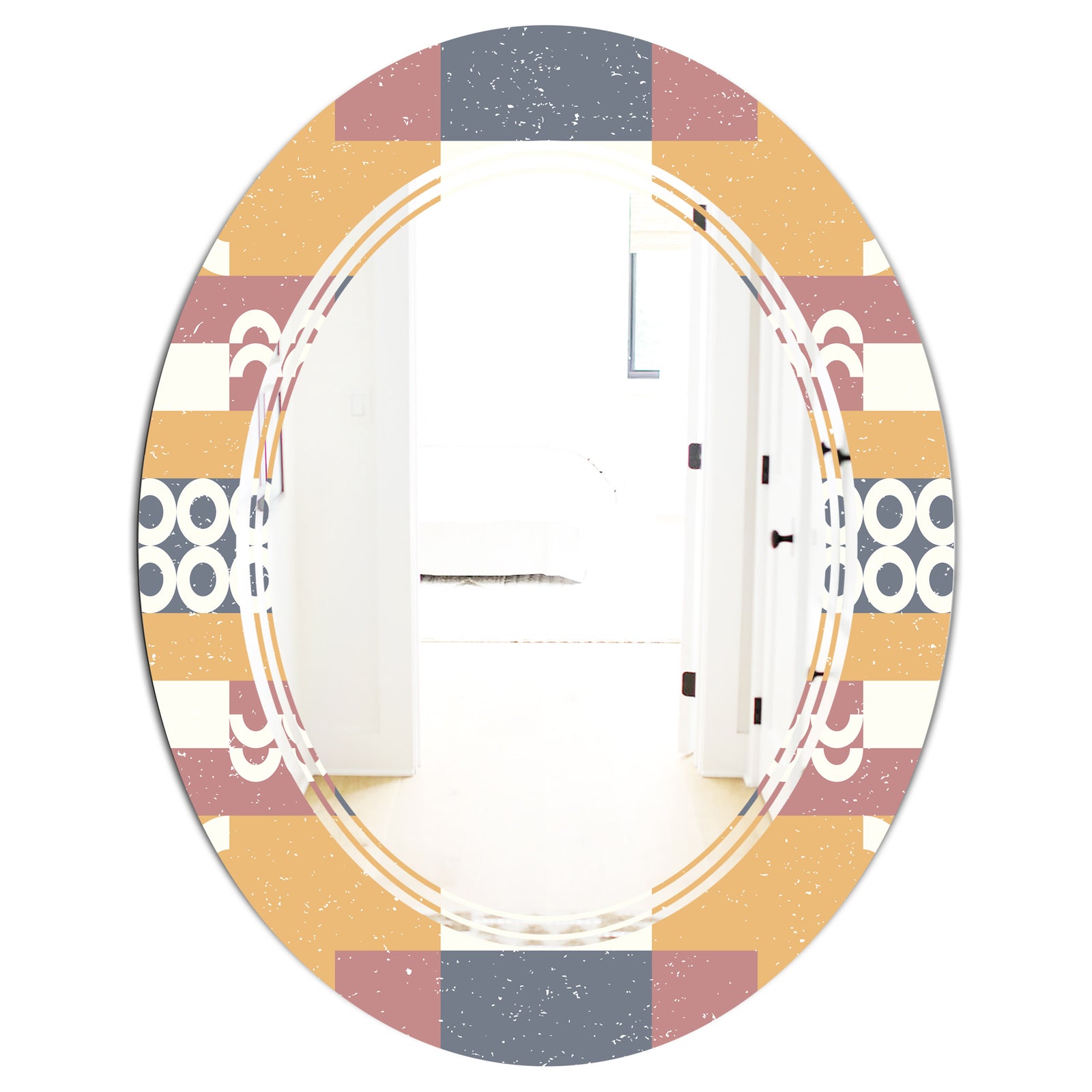 Retro Geometric Design VI - Modern Round or Oval Wall Mirror - Triple C