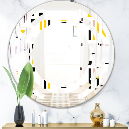 Retro Geometric Design IX - Modern Round or Oval Wall Mirror - Space
