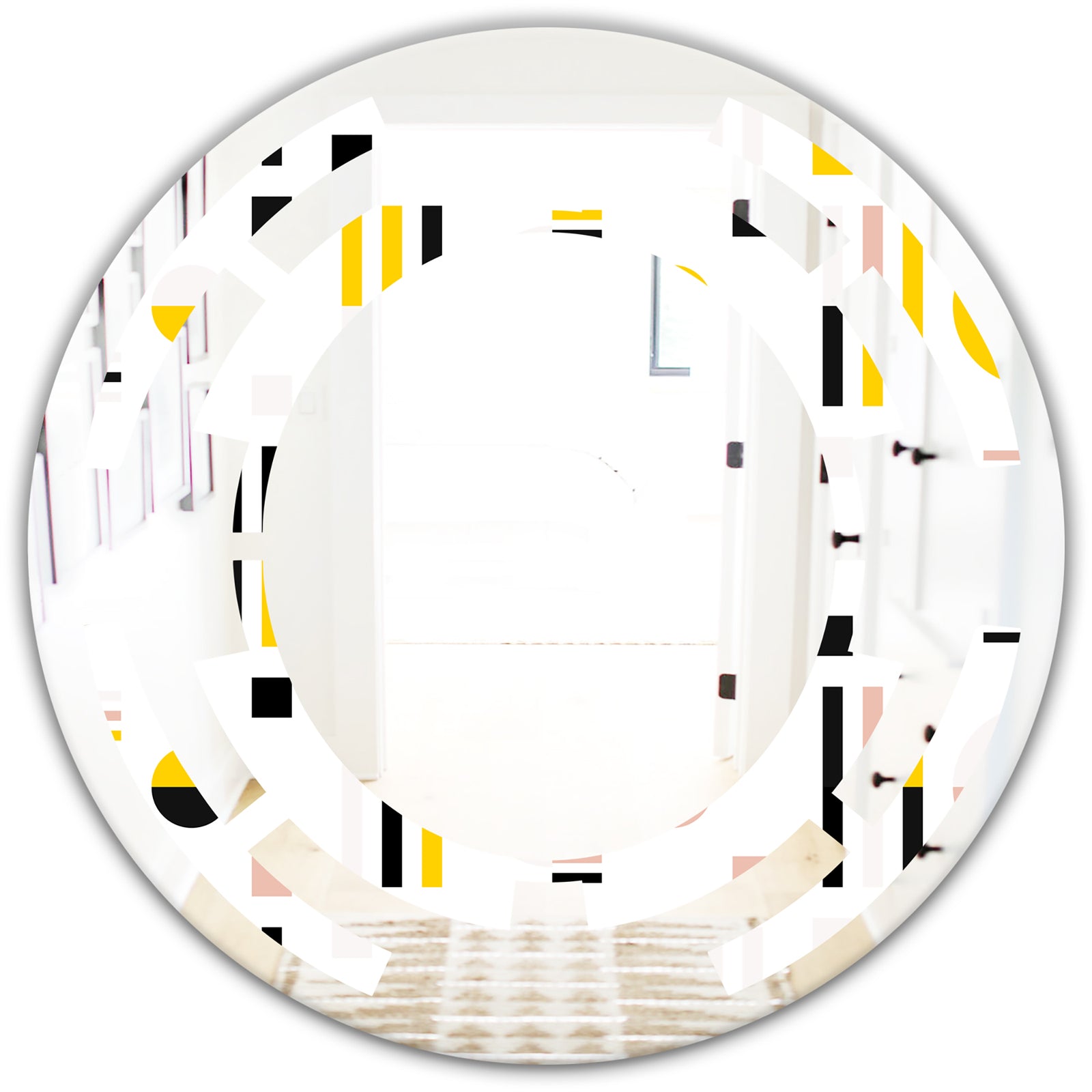 Retro Geometric Design IX - Modern Round or Oval Wall Mirror - Space