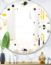 Retro Geometric Design IX - Modern Round or Oval Wall Mirror - Leaves