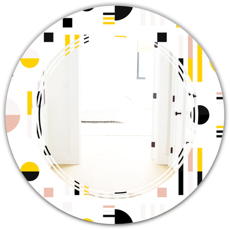 Retro Geometric Design IX - Modern Round or Oval Wall Mirror - Triple C