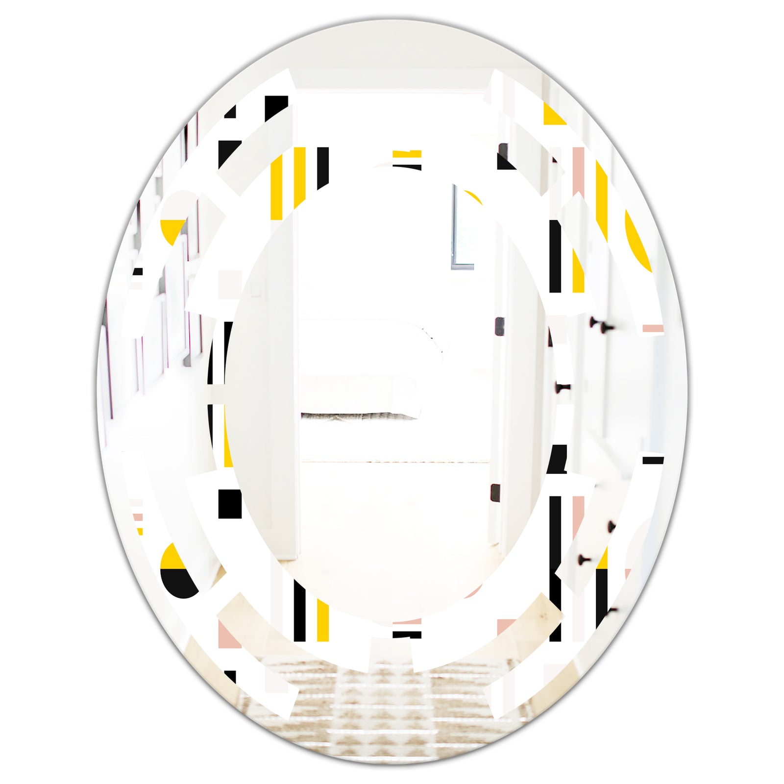 Retro Geometric Design IX - Modern Round or Oval Wall Mirror - Space