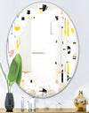 Retro Geometric Design IX - Modern Round or Oval Wall Mirror - Leaves