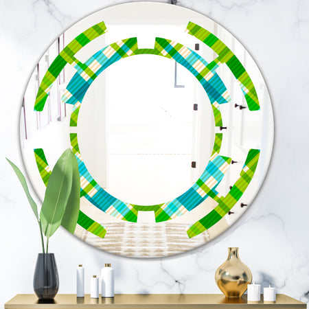 Tartan Geometrical Texture II - Modern Round or Oval Wall Mirror - Space