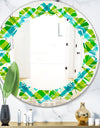 Tartan Geometrical Texture II - Modern Round or Oval Wall Mirror - Leaves