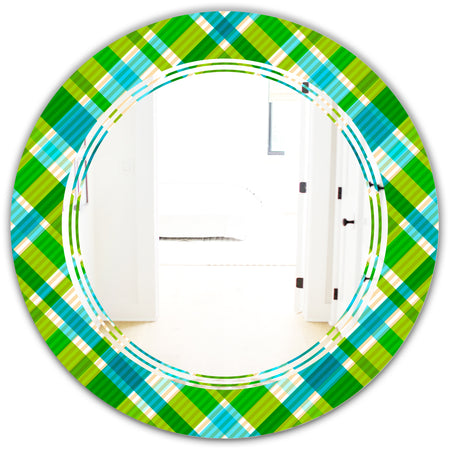 Tartan Geometrical Texture II - Modern Round or Oval Wall Mirror - Triple C