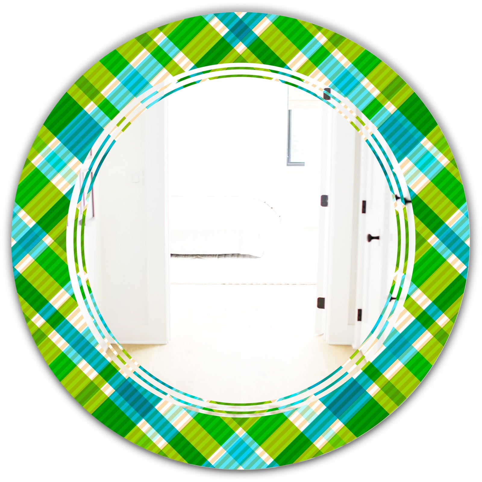 Tartan Geometrical Texture II - Modern Round or Oval Wall Mirror - Triple C