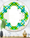 Tartan Geometrical Texture II - Modern Round or Oval Wall Mirror - Quatrefoil