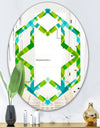 Tartan Geometrical Texture II - Modern Round or Oval Wall Mirror - Hexagon Star