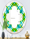 Tartan Geometrical Texture II - Modern Round or Oval Wall Mirror - Quatrefoil