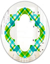 Tartan Geometrical Texture II - Modern Round or Oval Wall Mirror - Quatrefoil