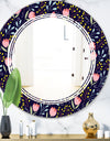 Handdrawn Pink Flowers - Modern Round or Oval Wall Mirror - Triple C