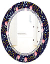 Handdrawn Pink Flowers - Modern Round or Oval Wall Mirror - Triple C