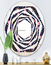 Handdrawn Pink Flowers - Modern Round or Oval Wall Mirror - Whirl