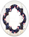 Handdrawn Pink Flowers - Modern Round or Oval Wall Mirror - Quatrefoil