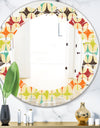 Abstract Retro Geometric Pattern V - Modern Round or Oval Wall Mirror - Leaves