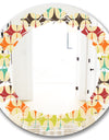 Abstract Retro Geometric Pattern V - Modern Round or Oval Wall Mirror - Leaves