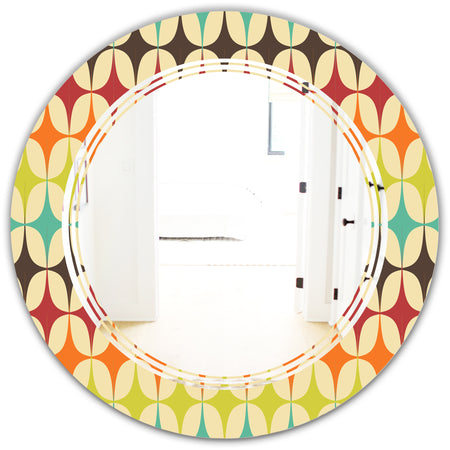 Abstract Retro Geometric Pattern V - Modern Round or Oval Wall Mirror - Triple C