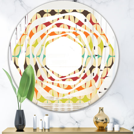 Abstract Retro Geometric Pattern V - Modern Round or Oval Wall Mirror - Whirl