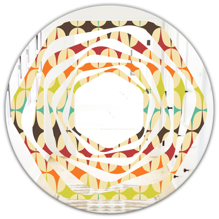 Abstract Retro Geometric Pattern V - Modern Round or Oval Wall Mirror - Whirl