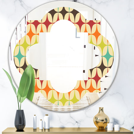 Abstract Retro Geometric Pattern V - Modern Round or Oval Wall Mirror - Quatrefoil