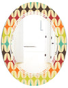 Abstract Retro Geometric Pattern V - Modern Round or Oval Wall Mirror - Triple C