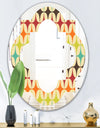 Abstract Retro Geometric Pattern V - Modern Round or Oval Wall Mirror - Quatrefoil