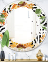 Retro Floral Botanical II - Modern Round or Oval Wall Mirror - Leaves