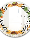 Retro Floral Botanical II - Modern Round or Oval Wall Mirror - Leaves