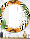 Retro Floral Botanical II - Modern Round or Oval Wall Mirror - Triple C