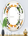 Retro Floral Botanical II - Modern Round or Oval Wall Mirror - Space