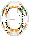 Retro Floral Botanical II - Modern Round or Oval Wall Mirror - Space