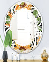 Retro Floral Botanical II - Modern Round or Oval Wall Mirror - Leaves