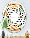 Retro Floral Botanical II - Modern Round or Oval Wall Mirror - Whirl