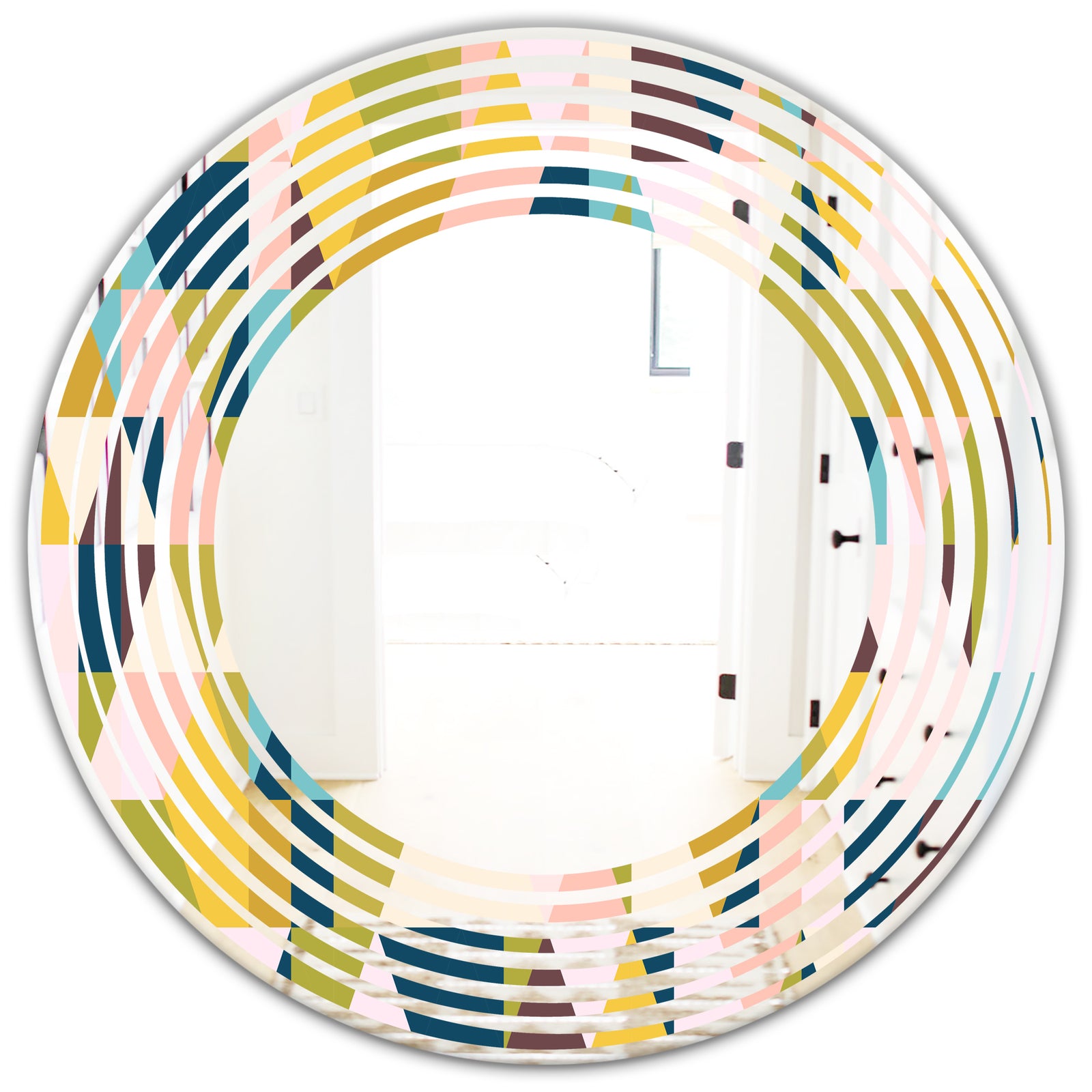 Triangular Retro Design I - Modern Round or Oval Wall Mirror - Wave