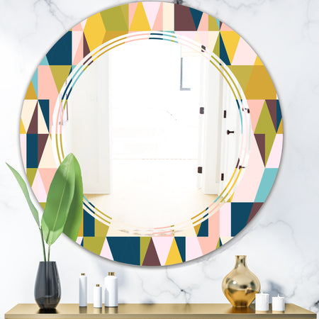 Triangular Retro Design I - Modern Round or Oval Wall Mirror - Triple C
