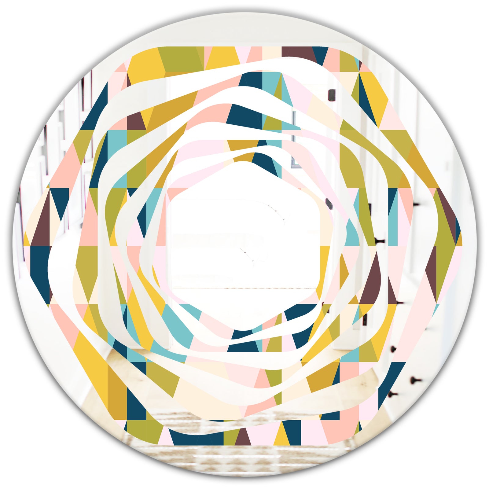 Triangular Retro Design I - Modern Round or Oval Wall Mirror - Whirl