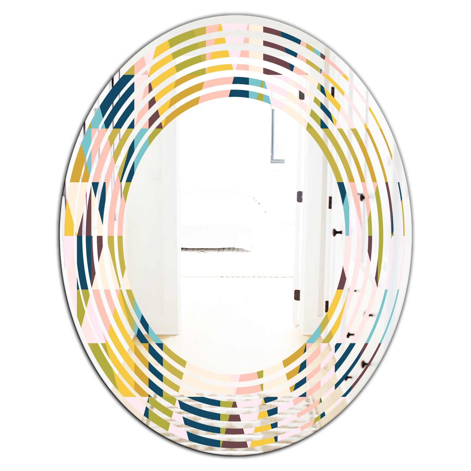 Triangular Retro Design I - Modern Round or Oval Wall Mirror - Wave