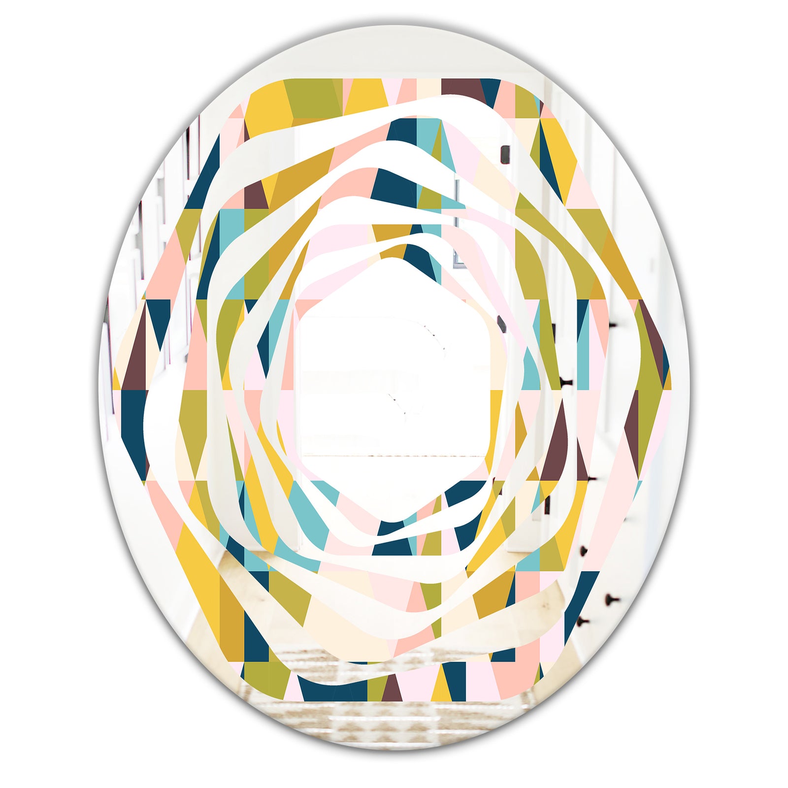 Triangular Retro Design I - Modern Round or Oval Wall Mirror - Whirl