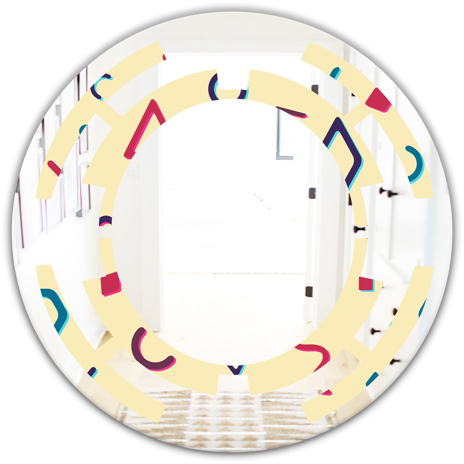 Retro Abstract Pattern Design VI - Modern Round or Oval Wall Mirror - Space
