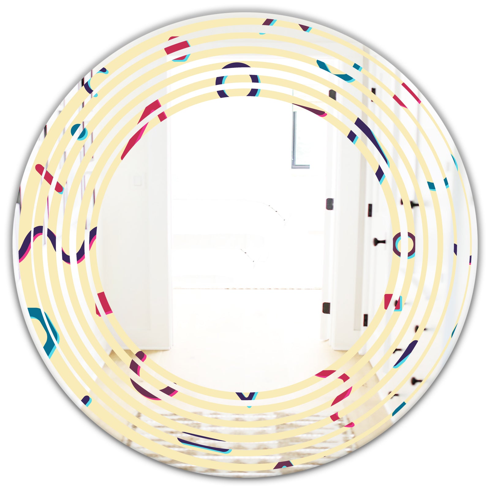 Retro Abstract Pattern Design VI - Modern Round or Oval Wall Mirror - Wave