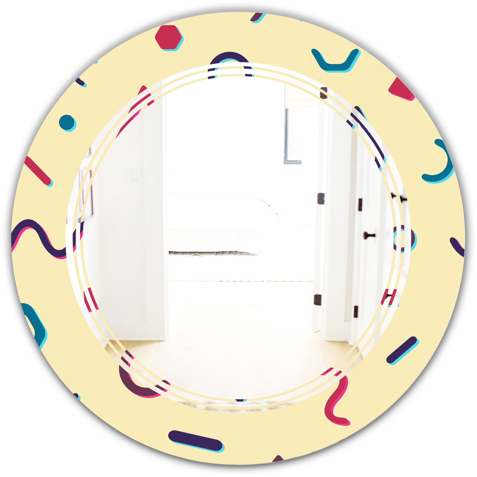 Retro Abstract Pattern Design VI - Modern Round or Oval Wall Mirror - Triple C
