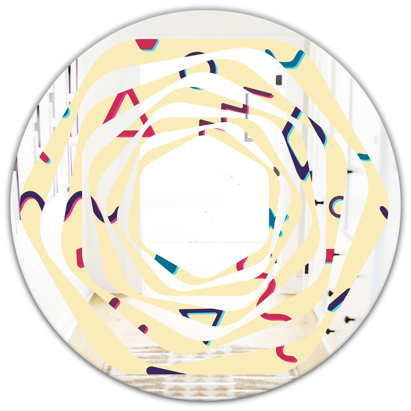 Retro Abstract Pattern Design VI - Modern Round or Oval Wall Mirror - Whirl