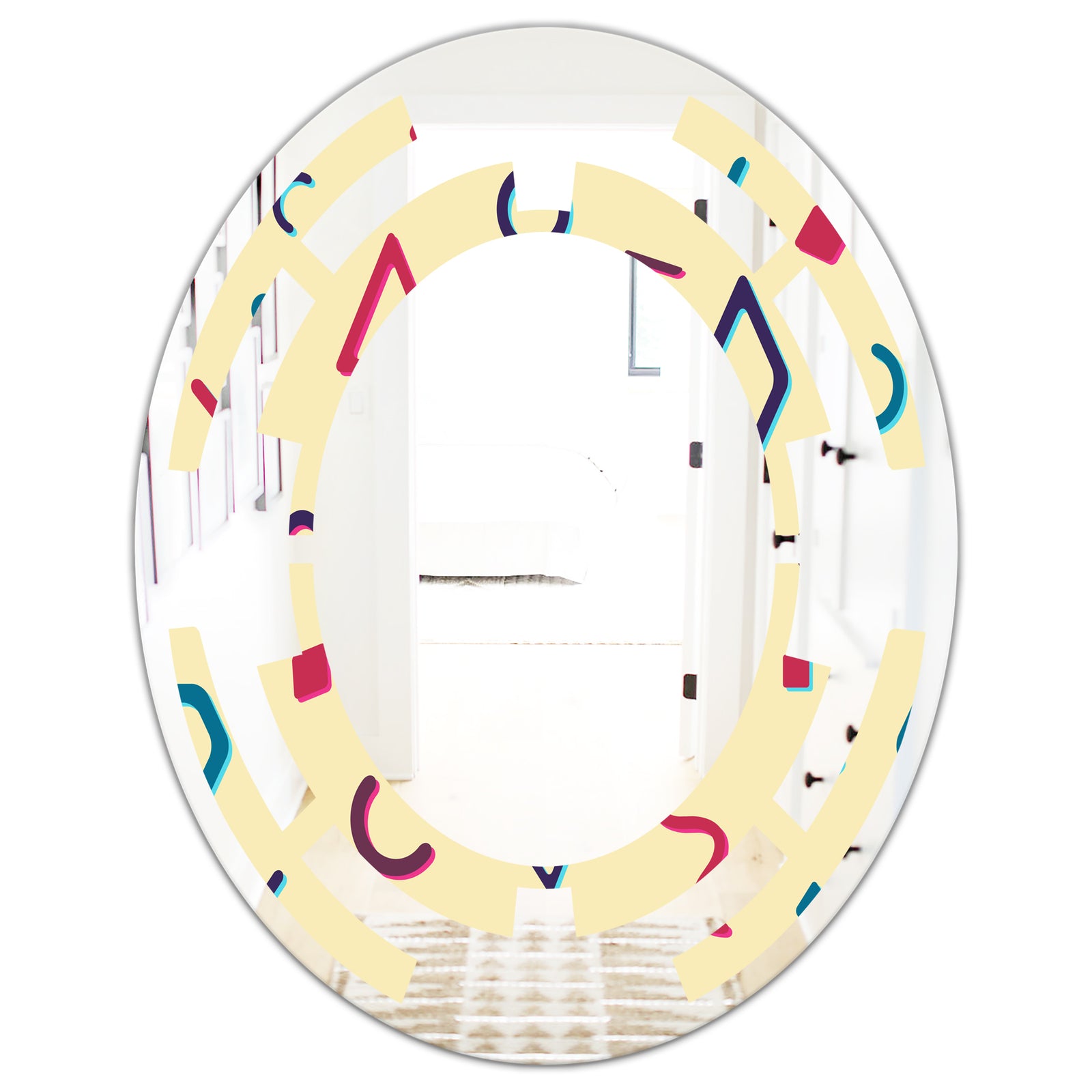 Retro Abstract Pattern Design VI - Modern Round or Oval Wall Mirror - Space