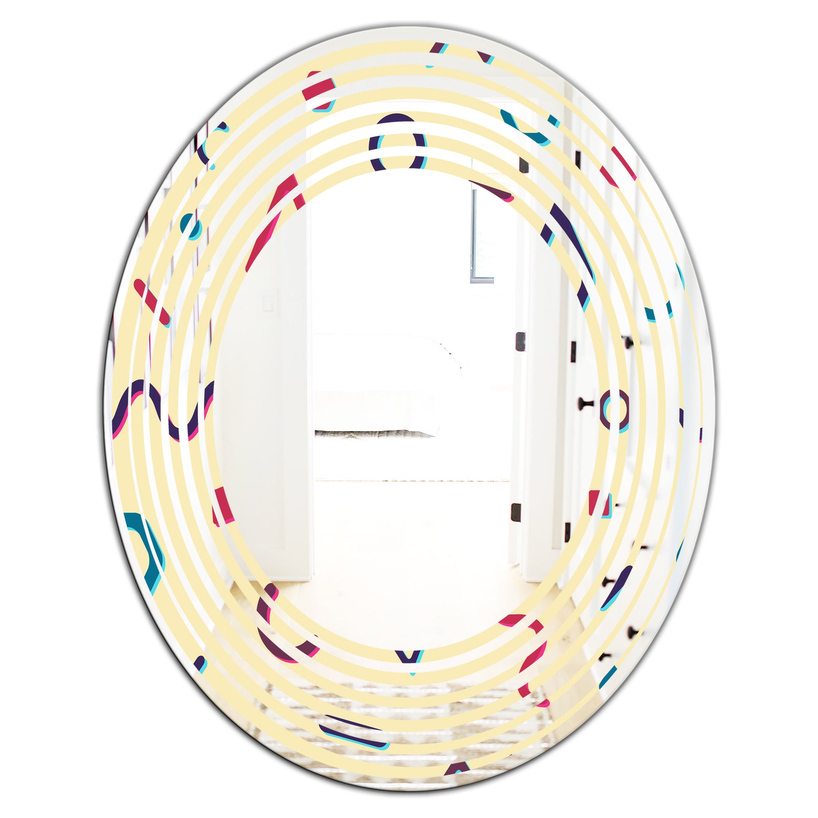 Retro Abstract Pattern Design VI - Modern Round or Oval Wall Mirror - Wave