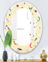 Retro Abstract Pattern Design VI - Modern Round or Oval Wall Mirror - Leaves