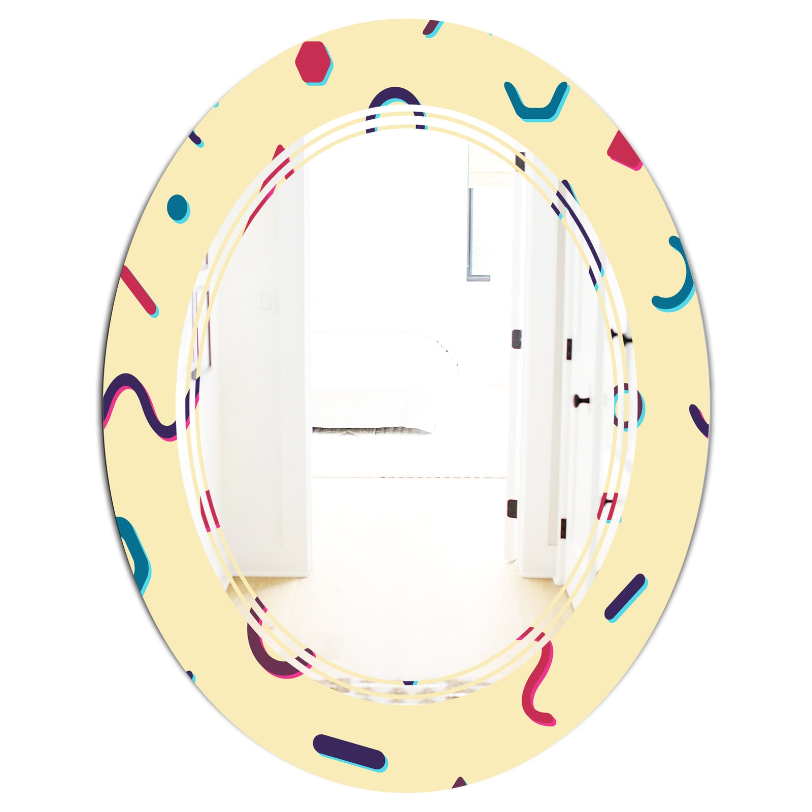 Retro Abstract Pattern Design VI - Modern Round or Oval Wall Mirror - Triple C